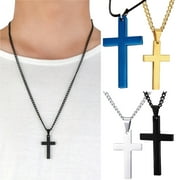 Women Necklace Men Simple Cross Pendant Alloy Necklace Chain Jewelry Christmas Day Gift